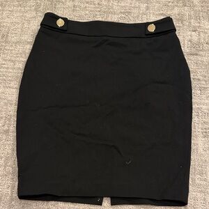 Express Black Pencil Skirt with Gold Accents